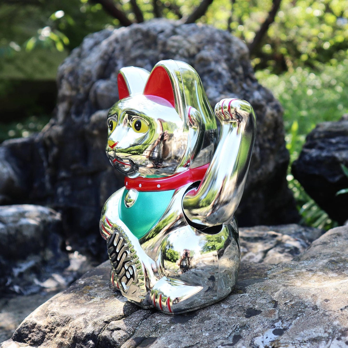 Lucky silver cat 15cm