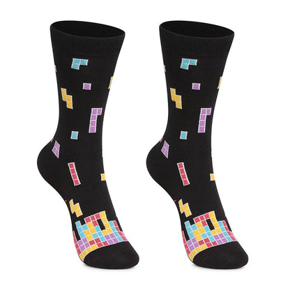 Durable and Playful Tetris Cotton Socks for Boys