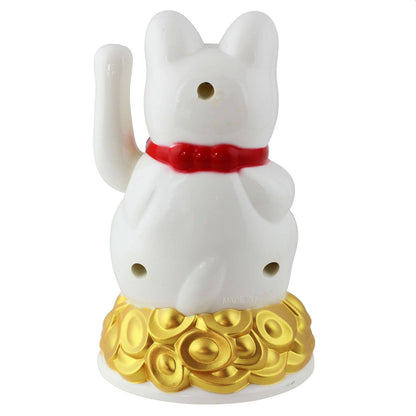 Maneki-neko lucky cat, undulating cat, 11 cm, white