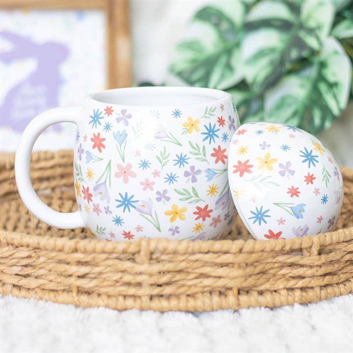 Easter egg mug with spring floral print