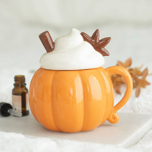 Autumn pumpkin wax warmer and essential oil burner with cream lid