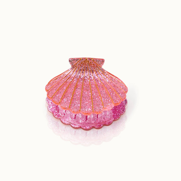 Glittery Pink Seashell Hair Clip