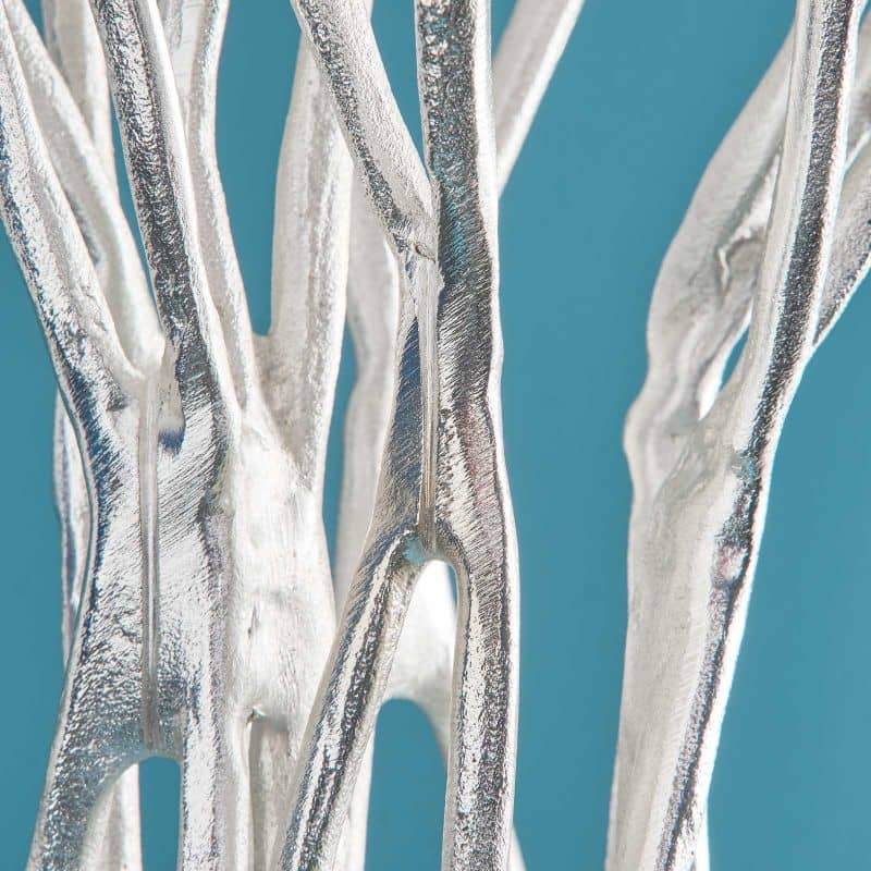 Roots Candlestick Silver, Aluminum, 25 x 22 x 63.5 cm