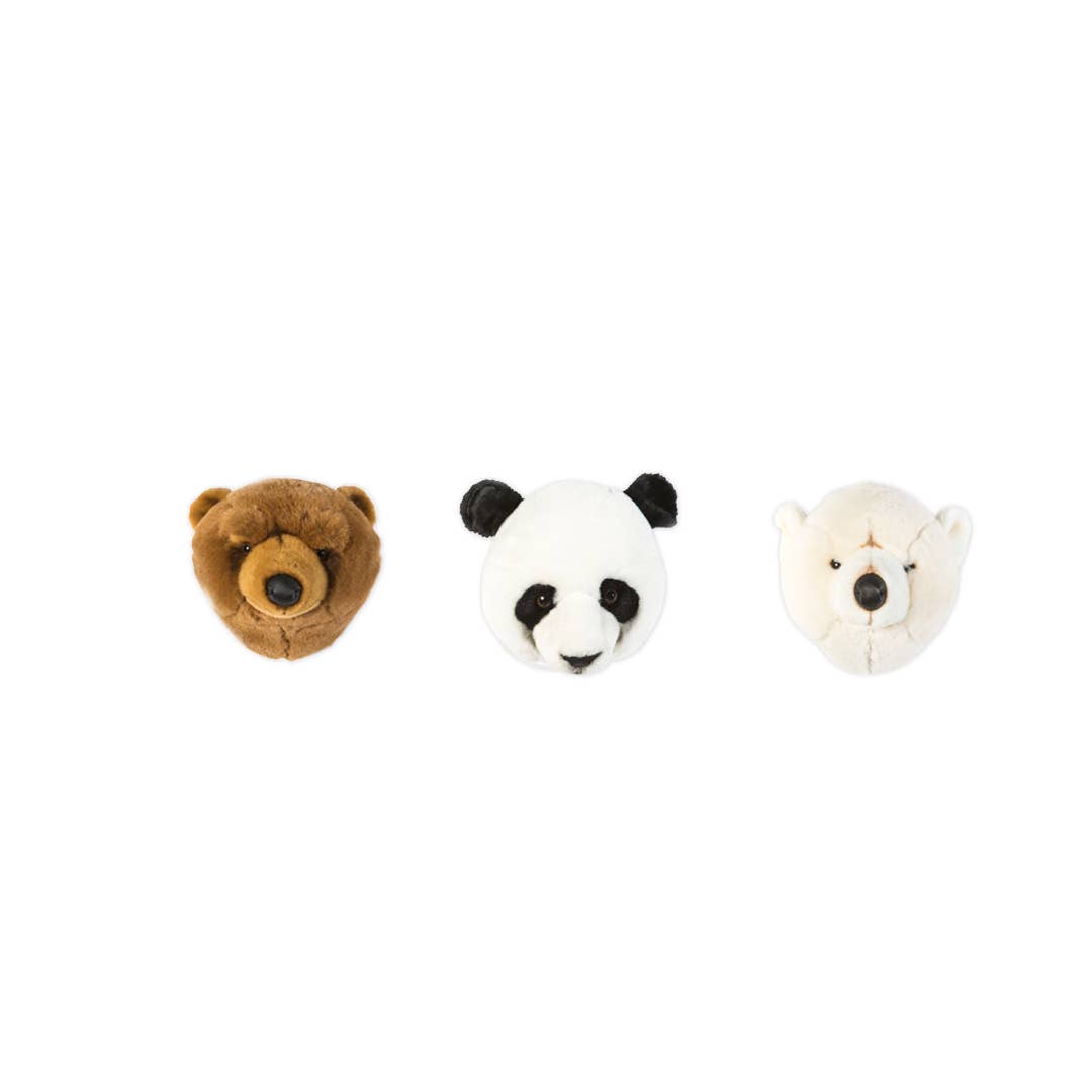 Plush Animal Head Mini Wall Decoration: Bear Set