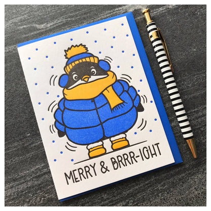 Penguin Greeting Card "Merry & Brrright"