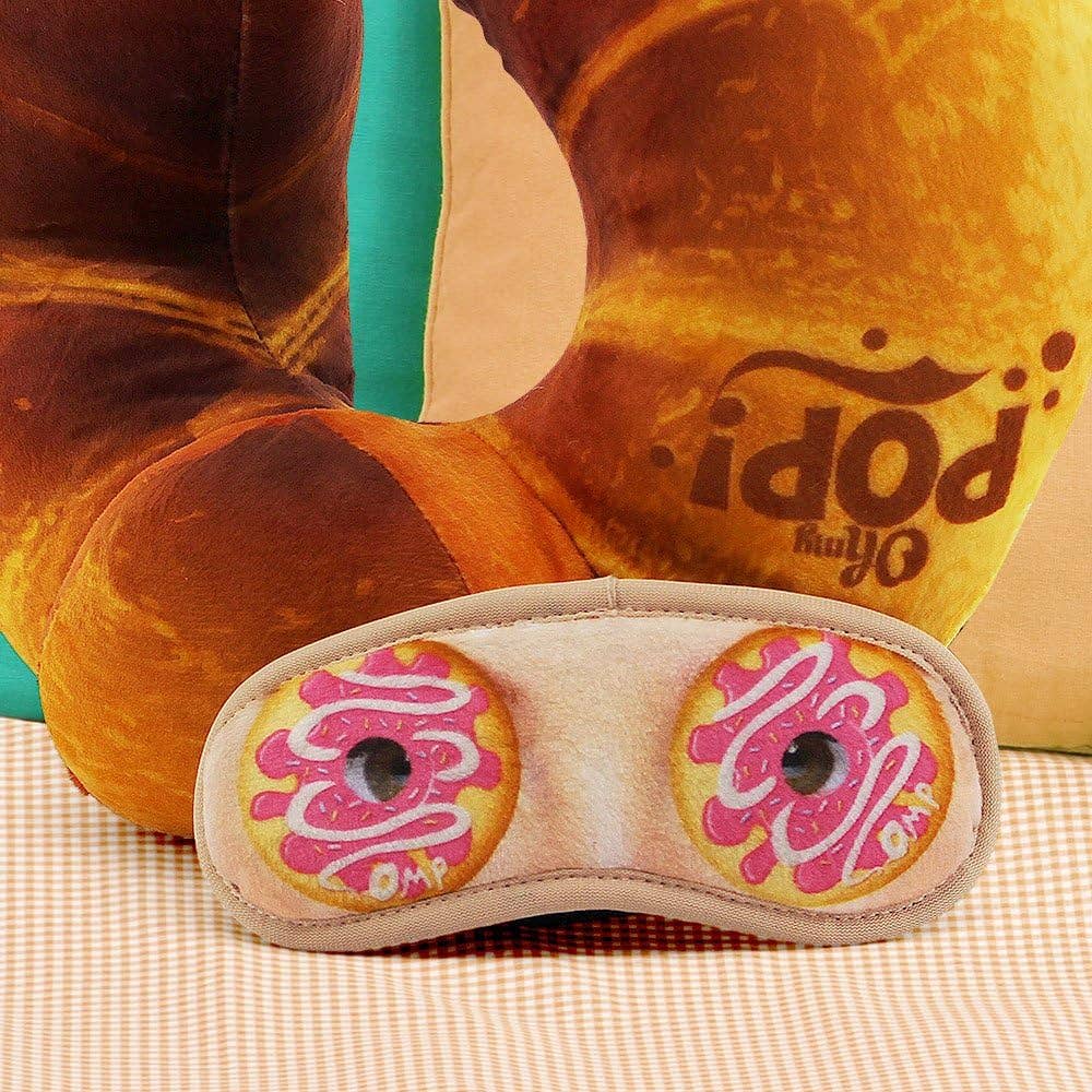 Oh My Pop! Croissant Neck Pillow and Sleep Mask