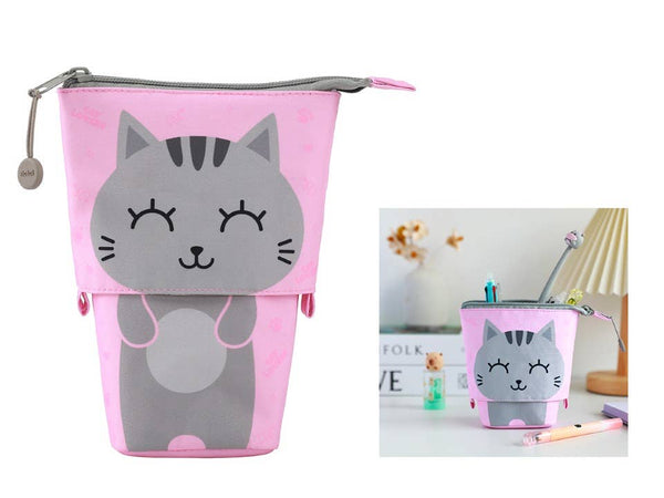 Grey Cat Pop-Up Pencil Case