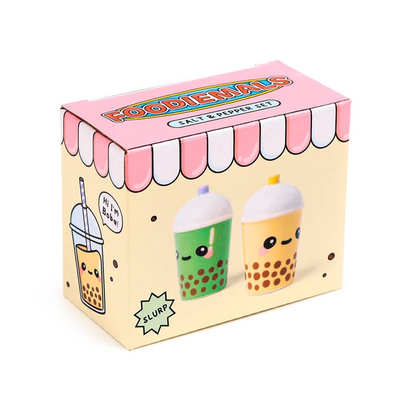 Foodiemals Bubble Tea Ceramic Salt and Pepper Shaker Set