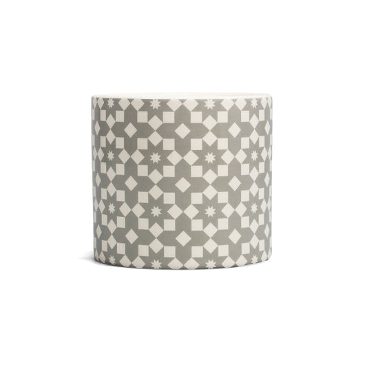 Grey floral design ceramic flower pot tiles