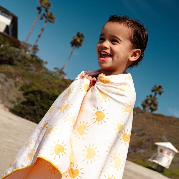 Microfiber Beach Towel - Yellow - Flower Market - 135 x 65 cm