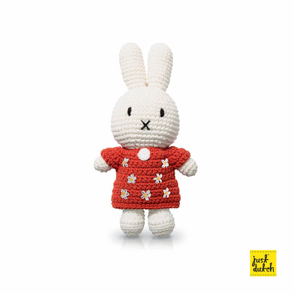 Peluche en Crochet Miffy - Robe Fleurs Rouge
