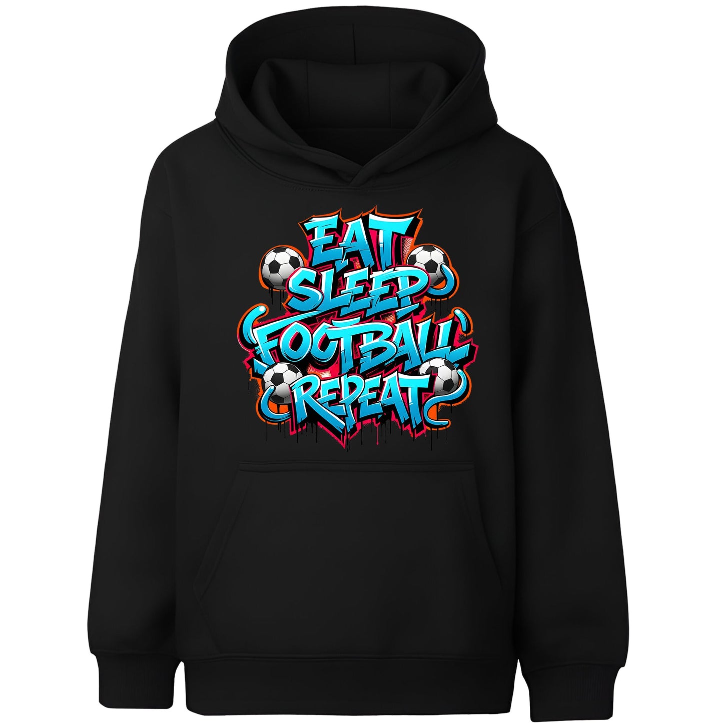 Fringoo Gamer Hoodie Black for Boys Cotton Rich Soft Hooded Sweatshirt - EatFootball Black