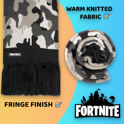 FORTNITE Hat & Scarf Set - Camo Grey