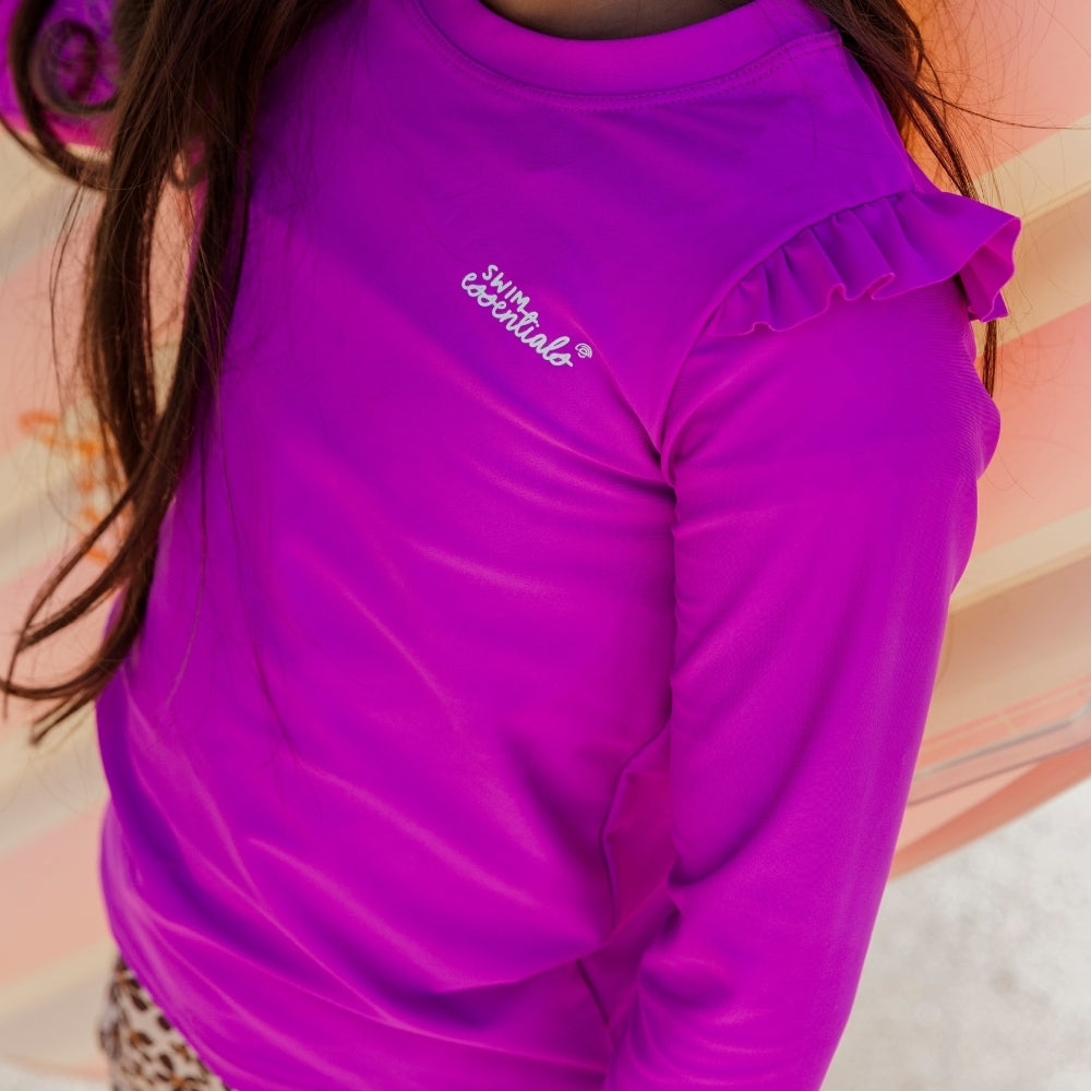 UV Swimming T-Shirt Long Sleeves - Purple - Wild Fucsia