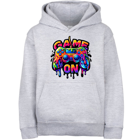 Fringoo Gamer Hoodie Grey for Boys Cotton Rich Soft Hooded Sweatshirt - Game on Grey