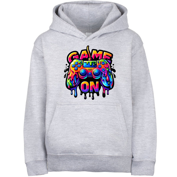 Fringoo Gamer Hoodie Grey for Boys Cotton Rich Soft Hooded Sweatshirt - Game on Grey