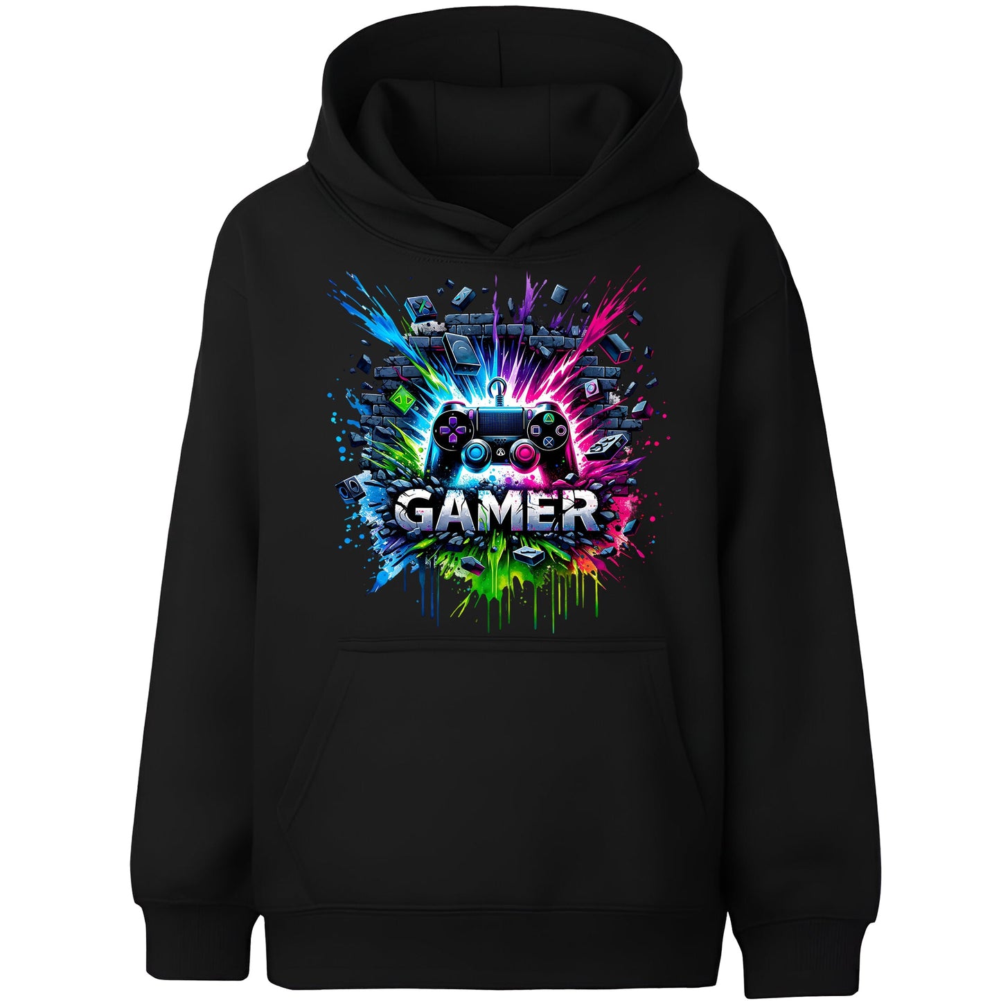 Fringoo gamer Sweat à capuche garçon Cotton Rich Soft Hooded Sweatshirt- gamer Splash noir