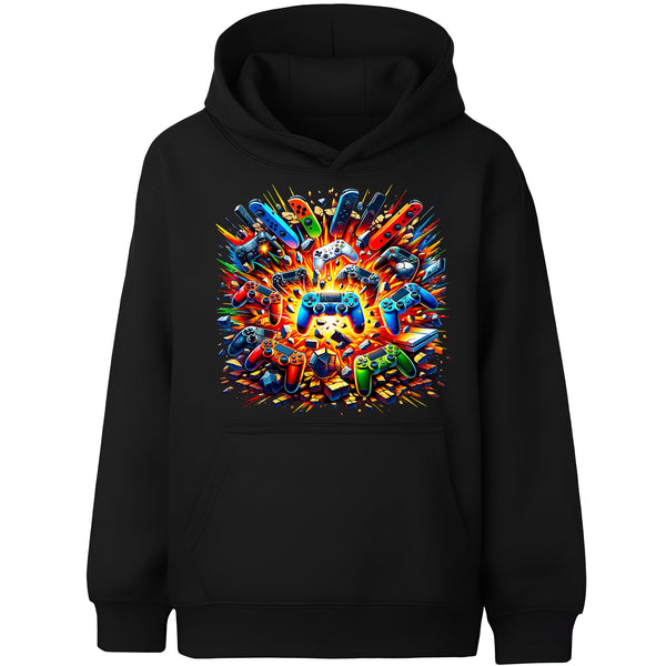 Fringoo Gamer Hoodie for Boys Cotton Rich Soft Hooded Sweatshirt - Pads Explode Black