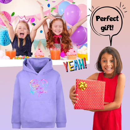 Fringoo Gymnastic Hoodie for Kids Cotton Rich Soft Hooded Sweatshirt - Love Gymnastics Purple