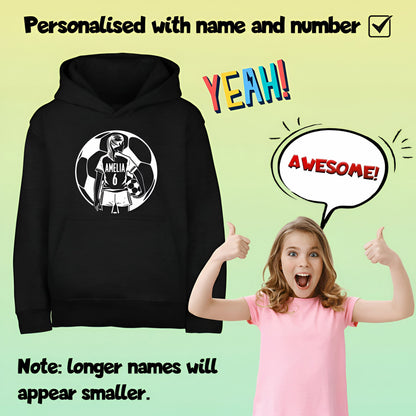 Fringoo Football Hoodie Black for Girls Cotton Rich Soft Hooded Sweatshirt - Football Ball Girls Black