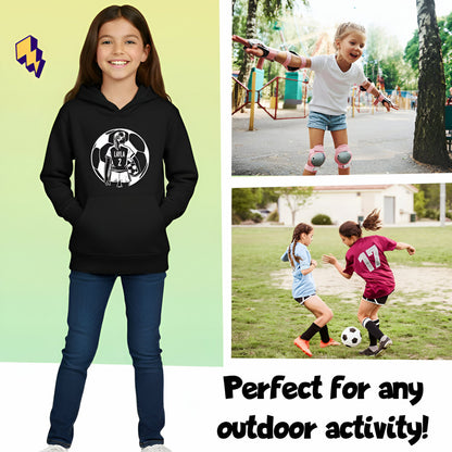Fringoo Football Hoodie Black for Girls Cotton Rich Soft Hooded Sweatshirt - Football Ball Girls Black