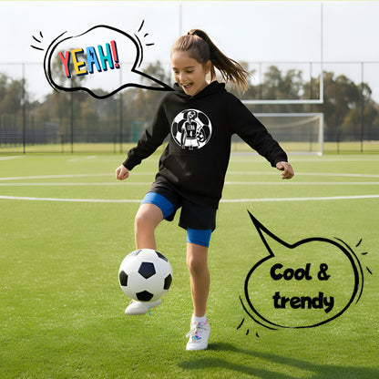 Fringoo Football Hoodie Black for Girls Cotton Rich Soft Hooded Sweatshirt - Football Ball Girls Black