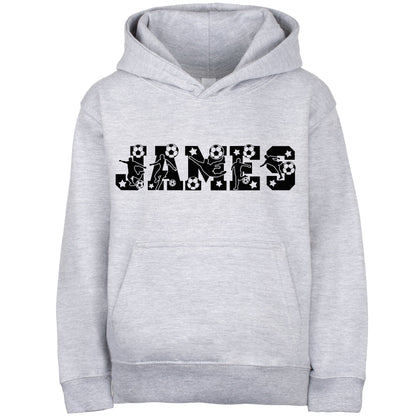 Fringoo Football Hoodie Grey for Boys Cotton Rich Soft Hooded Sweatshirt - Football Alphabet Grey