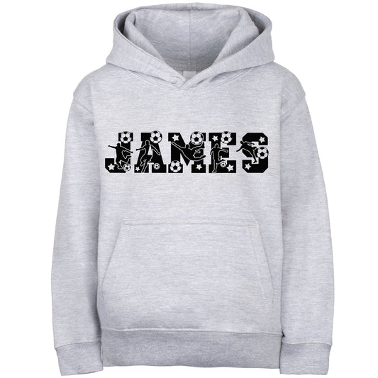 Fringoo Football Hoodie Grey for Boys Cotton Rich Soft Hooded Sweatshirt - Football Alphabet Grey