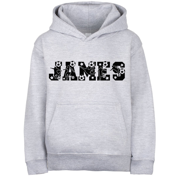 Fringoo Football Hoodie Grey for Boys Cotton Rich Soft Hooded Sweatshirt - Football Alphabet Grey