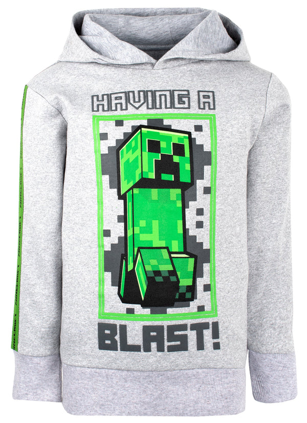 Sweat à capuche Minecraft – vert Creeper – gris