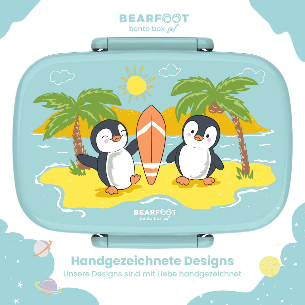 Kids' Bento Box with Compartments, Lightweight & Leakproof - Penguin