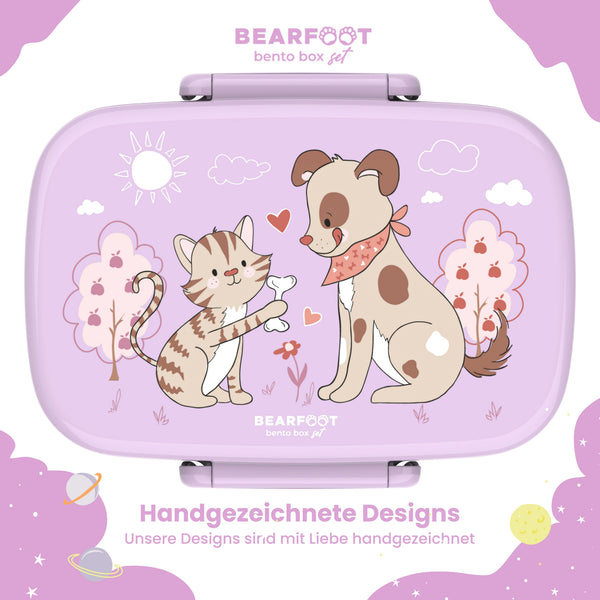 Kids' Bento Box, Lightweight & Leakproof - Dog Cat