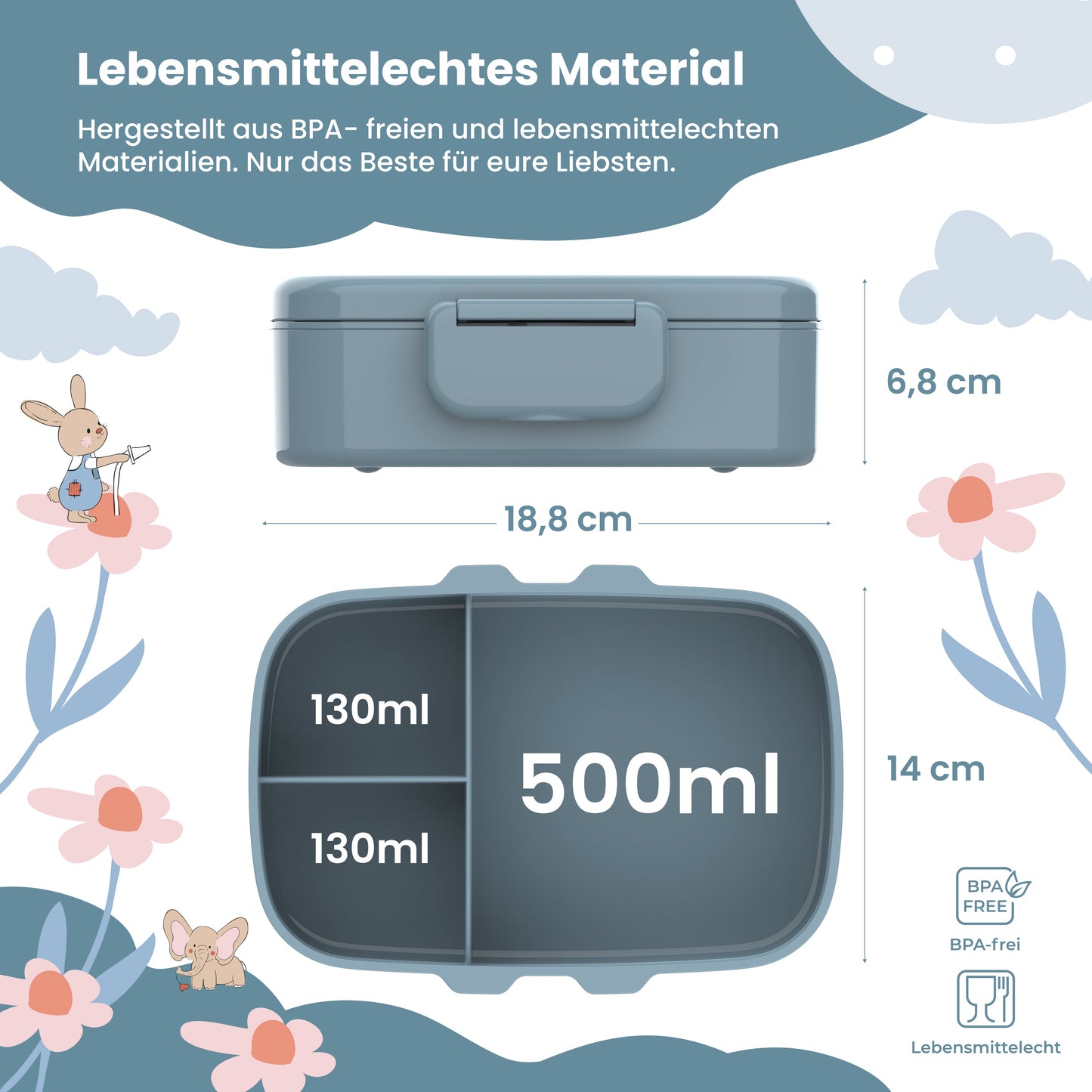 Kids Lunch Box with Compartments, Lightweight & Leak-Proof - Excavator