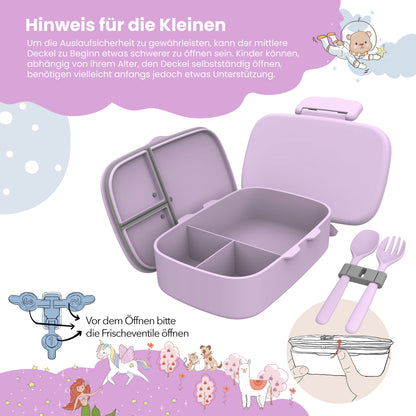 Kids' Lunch Box with Compartments, Lightweight & Leakproof - Purple
