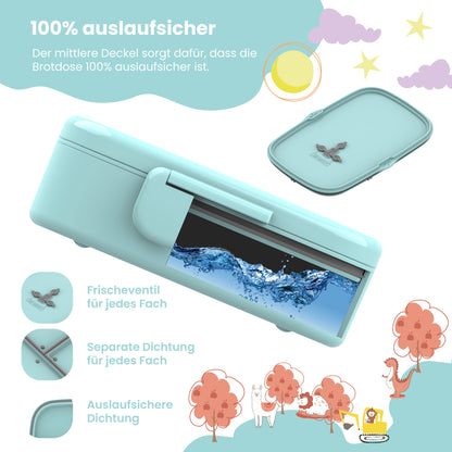 Kids' Bento Box with Compartments, Lightweight & Leakproof - Penguin