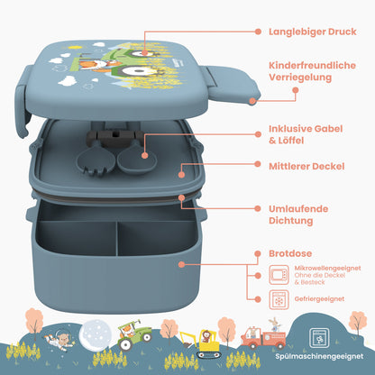 Kids' Lunch Box with Compartments, Lightweight & Leak-Proof - Tractor
