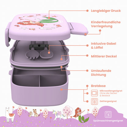 Bento Box for Kids with Compartments, Lightweight & Leak-Proof - Mermaid