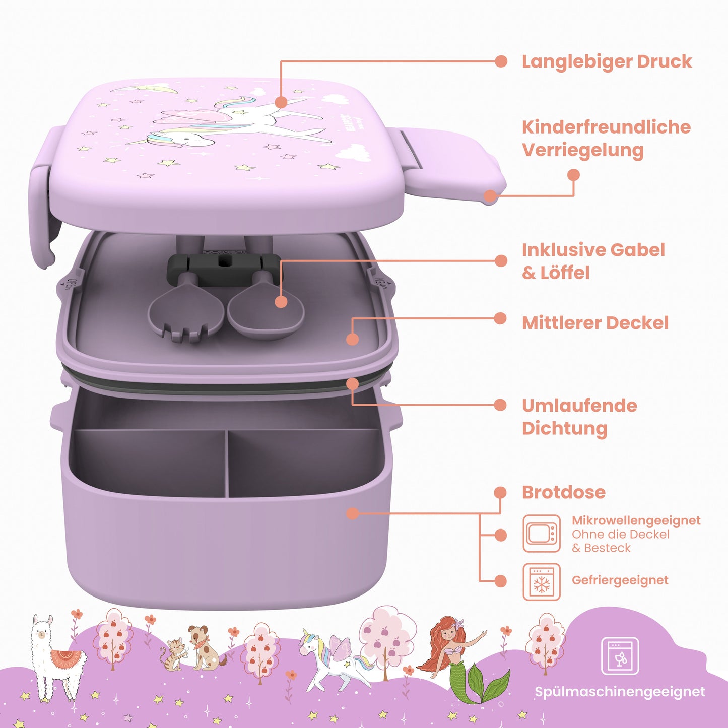 Unicorn Bundle - Bento Box Set & Water Bottle 450ml