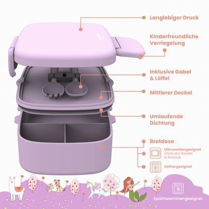 Kids' Lunch Box with Compartments, Lightweight & Leakproof - Purple