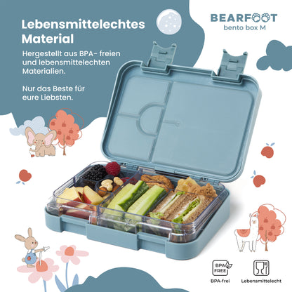 Kids' lunch box with compartments, Bento box - Blue monkey