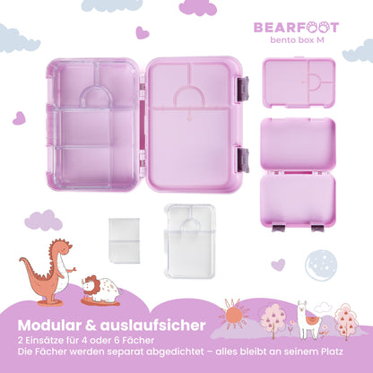 Brotdose Kinder mit Fächern, Lunchbox, Bento box - Lama Lila