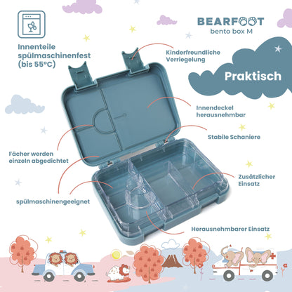 Brotdose Kinder mit Fächern, Lunchbox - Hund&Katze blau
