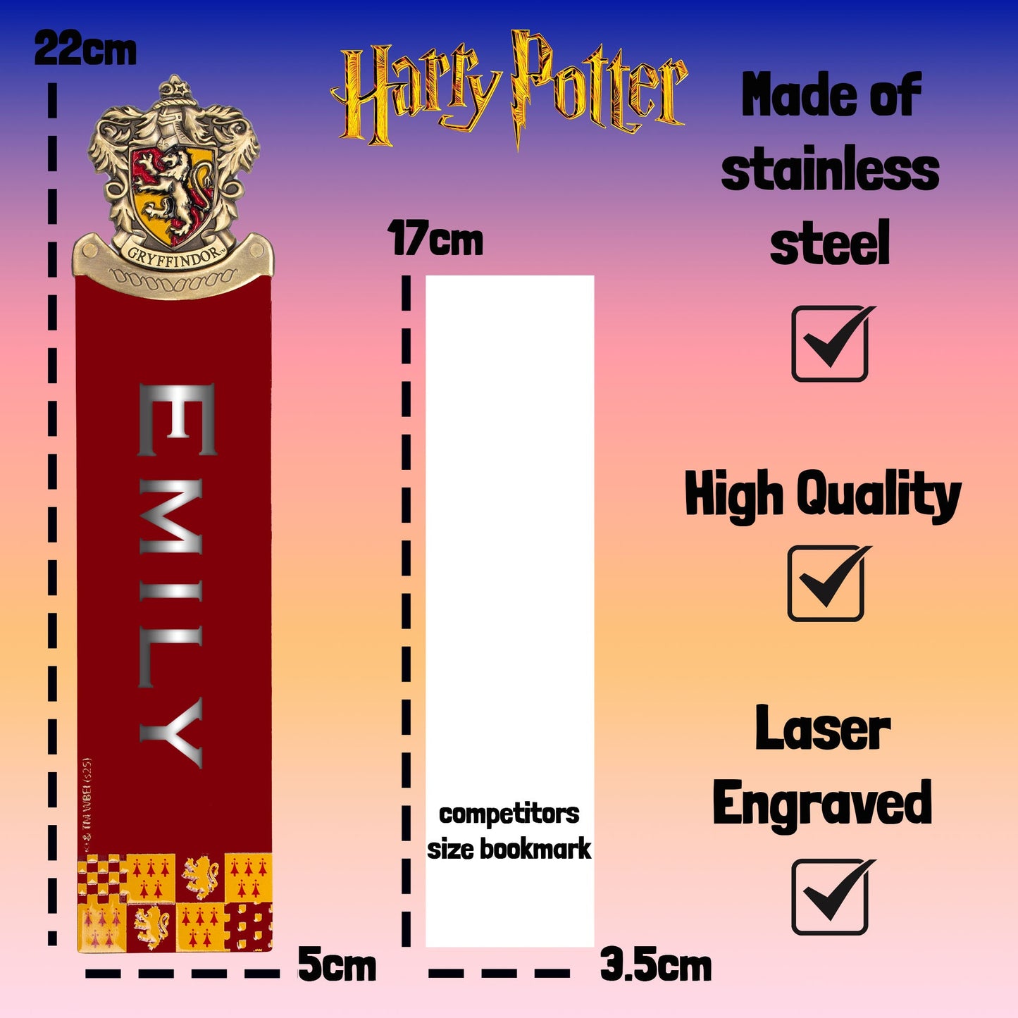 Harry Potter Personalized Crest Bookmark Burgundy