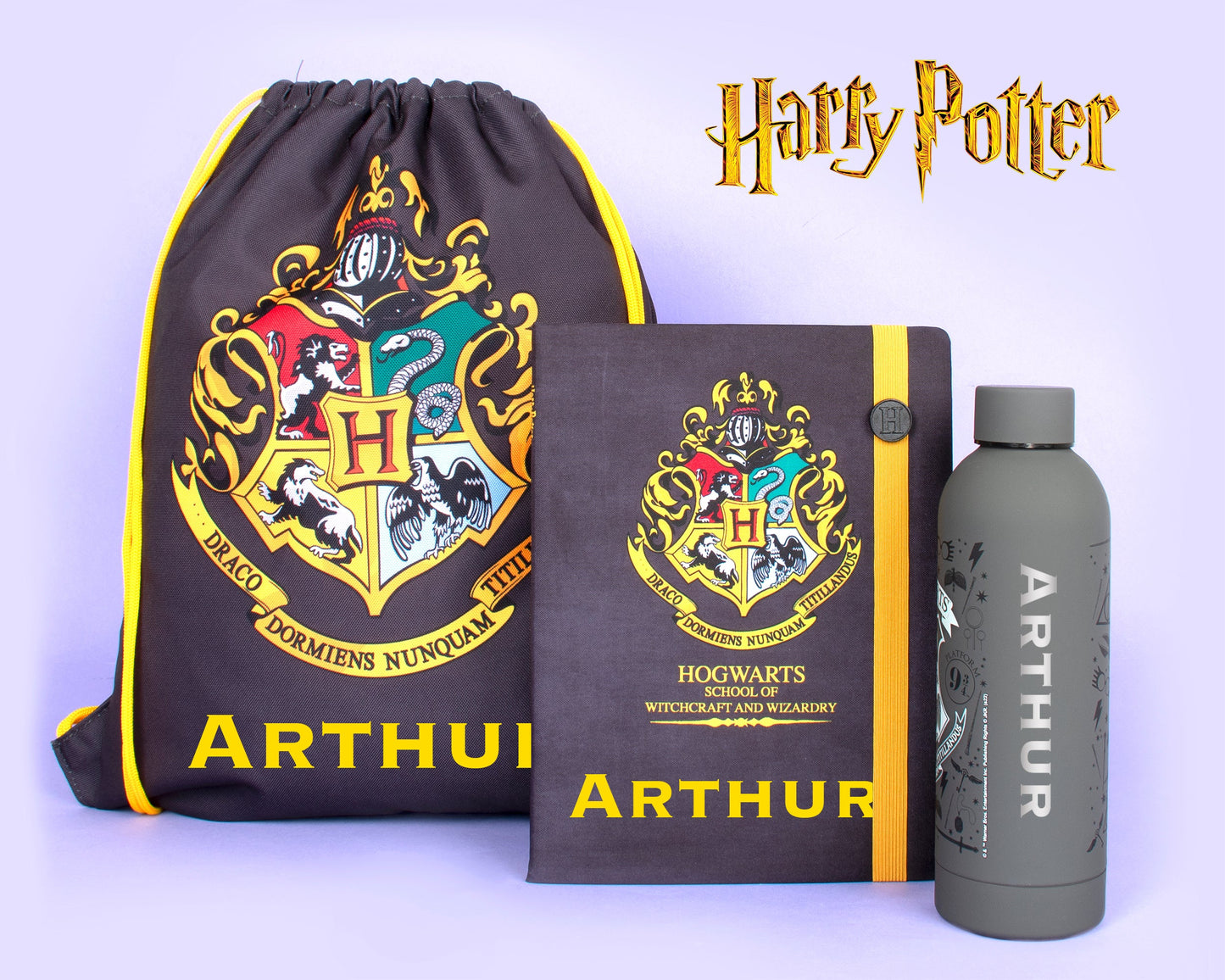 Harry Potter Black Personalized Drawstring Bag for Kids