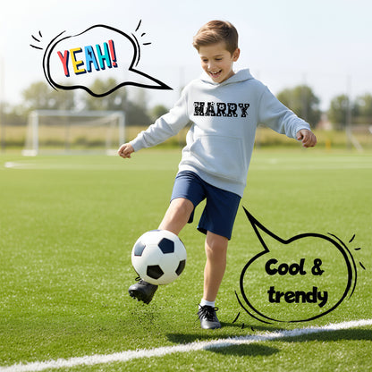 Fringoo Football Hoodie Grey for Boys Cotton Rich Soft Hooded Sweatshirt - Football Alphabet Grey