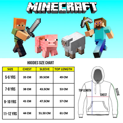 Minecraft Boys' Hoodie with Kangaroo Pocket 100% Cotton