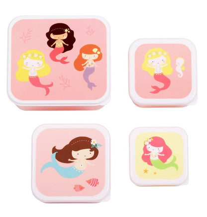 Pack of 4 Snack and Lunch Boxes - Mermaid