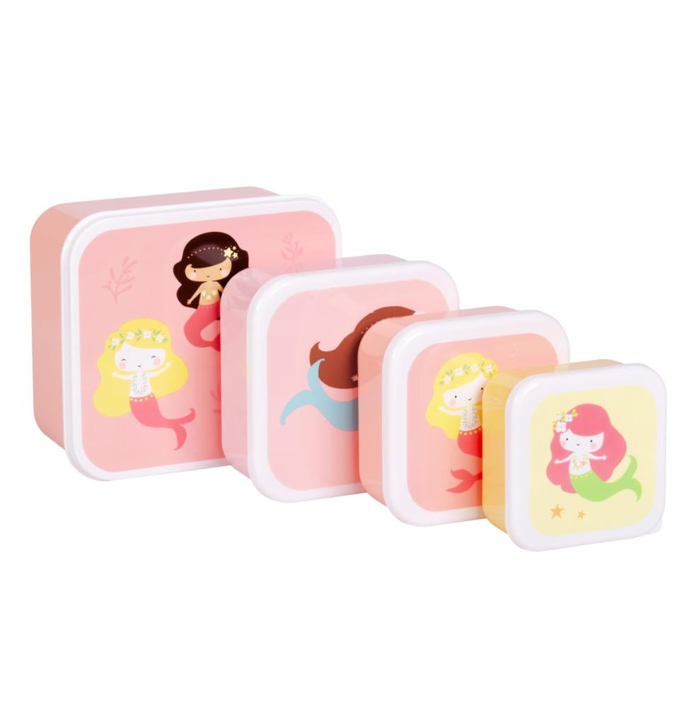 Pack of 4 Snack and Lunch Boxes - Mermaid