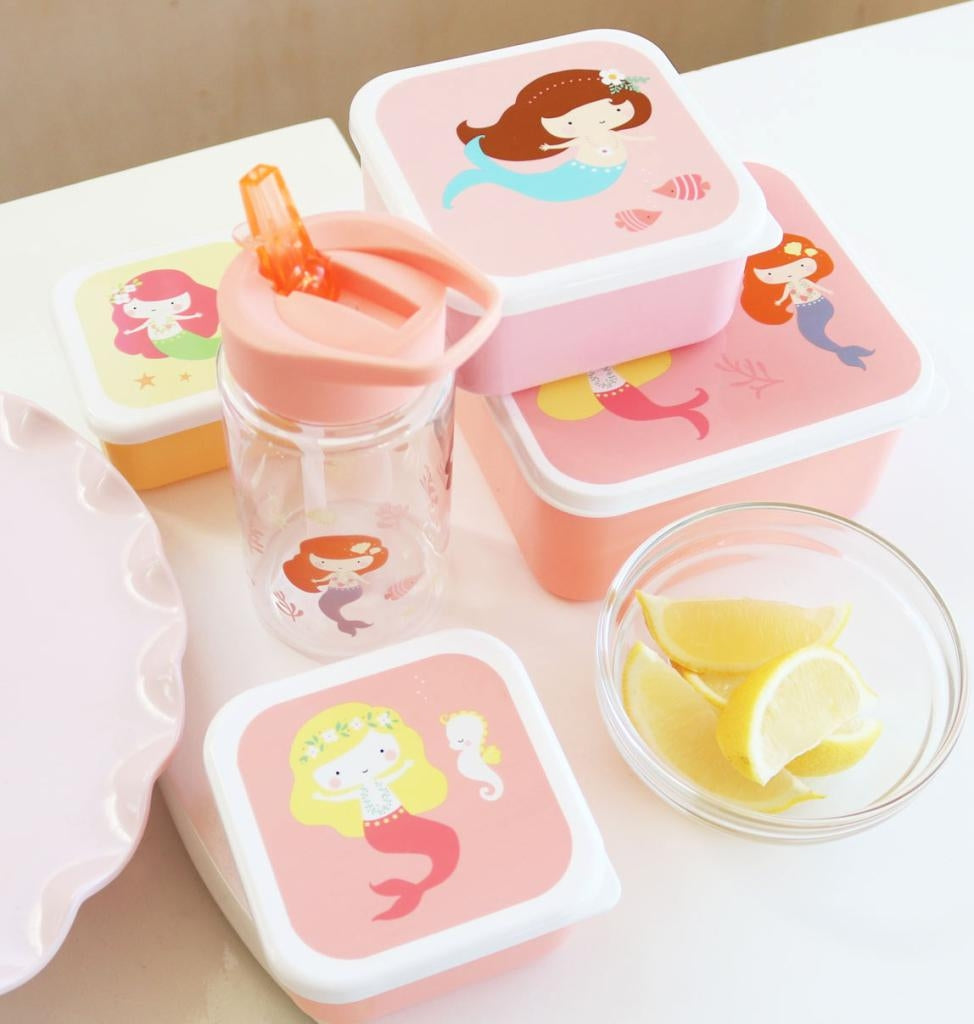Pack of 4 Snack and Lunch Boxes - Mermaid