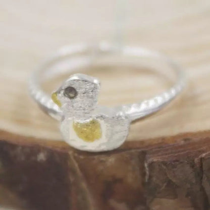 Silver duck ring